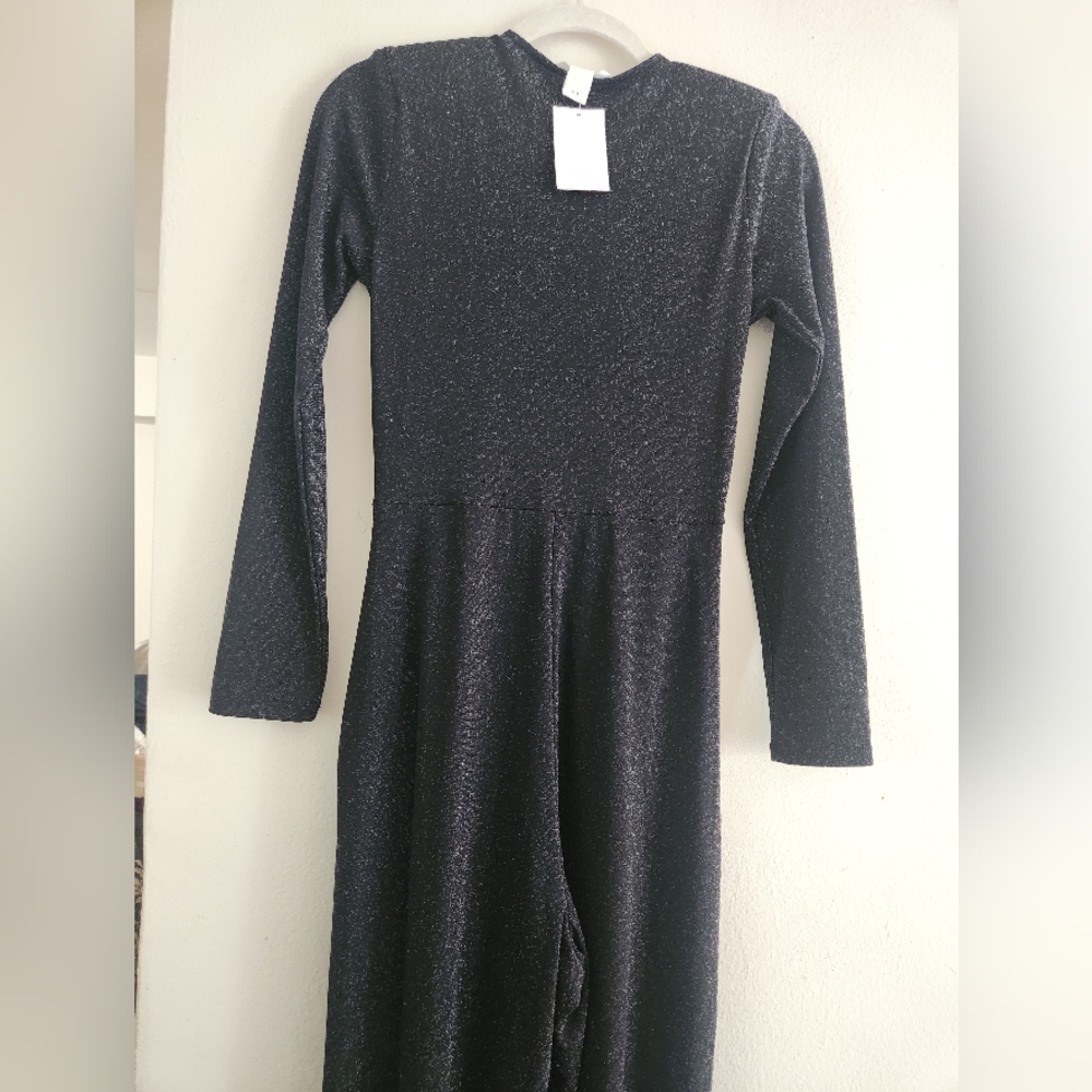 h&m glittery jumpsuit  with long sleeves black sz S,M,L,XL, XXL - Picture 7 of 16